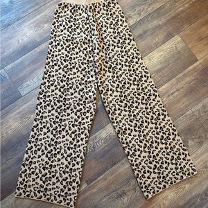 SHEIN Tan Leopard Print Wide Leg Pants